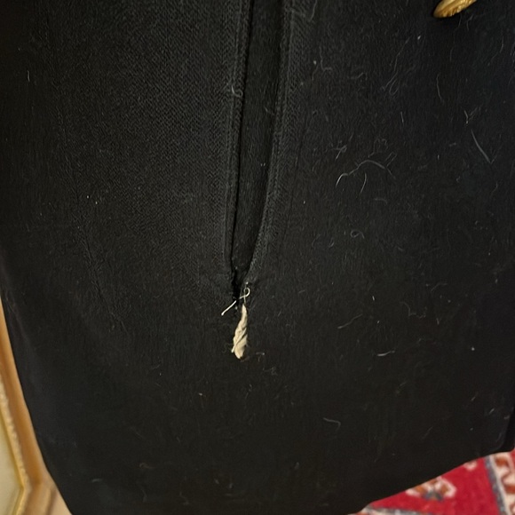 Black Double-Breasted Coat with Gold Buttons - Picture 3 of 11